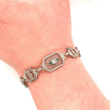 10k White Gold Art Deco Rock Crystal Quartz Bracelet (#J5536)