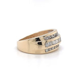 10k Yellow Gold Three Row Genuine Natural Diamond Band 1/2ct Total Weight #J5590