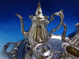 Grande Baroque by Wallace Silverplate Tea Set 4pc with Tray (#8643) Lovely!