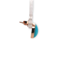 14k Rose Gold Genuine Kingman Turquoise Stud Earrings 3.12 Carats TW (#J7141)