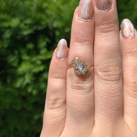 10k Rose Gold Victorian Genuine Natural Aquamarine Ring Size 5 Jewelry (#J6775)