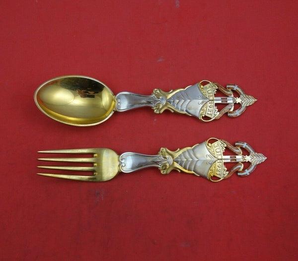 Christmas by A. Michelsen Sterling Silver Fork and Spoon Set 2pc 1921 Boat