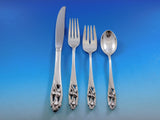 Silver Iris by International Sterling Silver Flatware Set for 8 Service 43 pcs