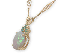 14k Gold Oval 6.24 Carat Australian Genuine Natural Opal Pendant Apatite #J6716