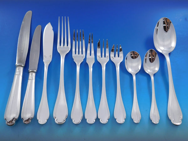 Pompadour by Christofle France Silverplate Flatware Service Set 142 pcs + chest