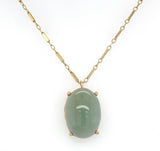 14k Yellow Gold Jadeite Jade Pendant with Bar Link Chain Jewelry (#J6223)