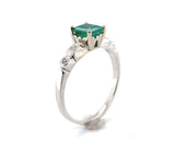 Platinum and 14k Gold .82ct Genuine Natural Emerald and Diamond Ring (#J6380)