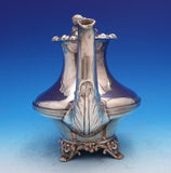 English Silver on Copper Tea Set 6pc 3-D Melon Finials w/ Family Crest (#9277)