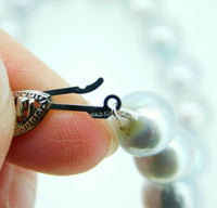 9mm Blue Akoya Strand of Pearls Necklace with 14k White Gold Clasp (#J4576)