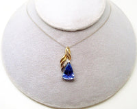 14k Gold 3.47ct Trillion Genuine Natural Tanzanite Pendant with Diamonds (#J718)