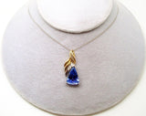 14k Gold 3.47ct Trillion Genuine Natural Tanzanite Pendant with Diamonds (#J718)