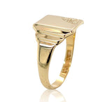 9k Yellow Gold Men's Signet Ring with Hand Engraved Detail Size 9.5 (#J6792)