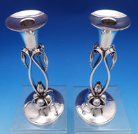 Blossom by Durham Sterling Silver Candlestick Pair #132 9 1/2" x 4" (#8054)