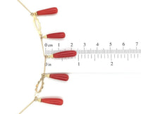 14k Gold Ox Blood Red Genuine Coral Briolette Necklace w/Five Drops 18" (#J7026)