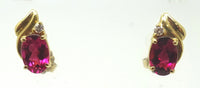 14k Gold Earrings with 1.54ct Genuine Natural Rubellite Tourmalines (#J1103)