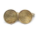 Pair of 14k Yellow Gold Men's Cufflinks with Snowflakes Beaded Border (#J6864)