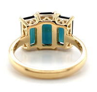 18k 3-Stone 4.5 Carat TW Genuine Indicolite Blue Teal Tourmaline Ring (#J7220)