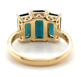 18k 3-Stone 4.5 Carat TW Genuine Indicolite Blue Teal Tourmaline Ring (#J7220)
