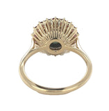 14k White Gold 9.5mm Black Tahitian Pearl and Raspberry Sapphire Ring (#J7019)