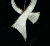 Norwegian Sterling White Enamel Pin (#J5430)