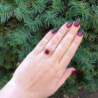 10k Yellow Gold 1.68ct Deep Red Genuine Natural Garnet Ring Size 6.25 (#J6386)