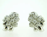 18k White Gold Genuine Natural Diamond Flower Earrings 1.2 Carats (#J1779)