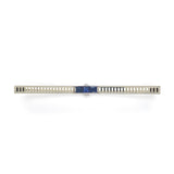 Art Deco 18k White Gold Bar Pin with Synthetic Lab-Created Sapphires (#J6450)