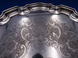 Ellis Barker English Silverplate Serving Tray w/Floral Wreath 3/4" x 12" (#7625)