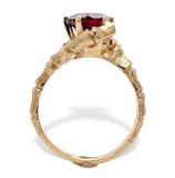 14k Yellow Gold 2.20 Carat Round Red Garnet Bamboo Setting Size 7. 25 (#J7407)