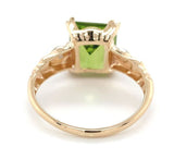 10k Gold Vintage 3.48 Carat Emerald Cut Genuine Natural Peridot Ring (#J6552)