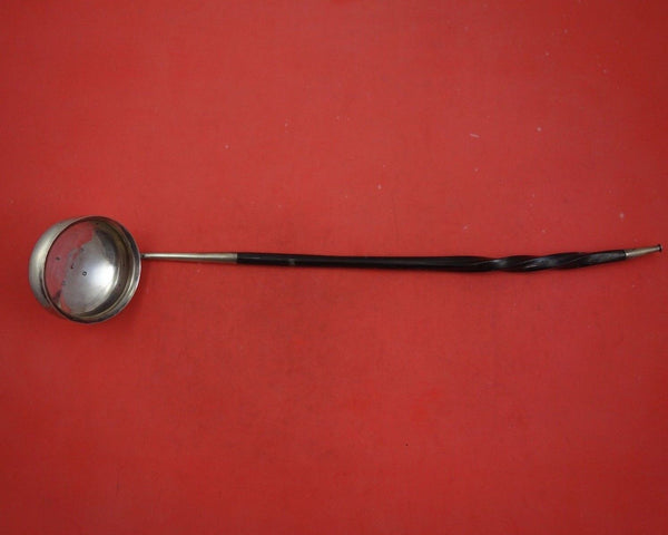 Scottish Georgian Sterling Silver Toddy Ladle with Twisted Horn Handle 14 1/2"