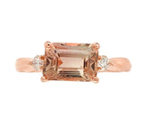 14k Rose Gold 1.49 Carat Genuine Natural Oregon Sunstone Diamond Ring (#J7556)