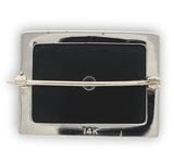 14k Gold Genuine Natural Black Onyx Filigree Brooch Pin with a Diamond (#J6693)