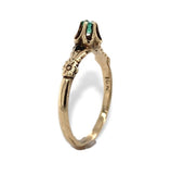 Victorian 10k Yellow Gold Genuine Natural Emerald Buttercup Ring Size 6 (#J7070)