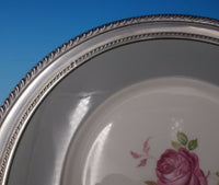 Gadroon by Wallace Sterling Silver Serving Tray Porcelain Center w/ Rose (#3124)