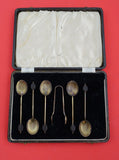 English Estate Sterling Silver Demitasse Spoon 6-pc in fitted box 1941  3 3/4"
