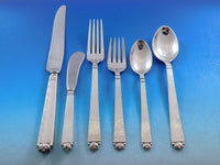 Oak Leaf by Old Newbury Crafters Sterling Silver Flatware Set 74 Pieces Dinner