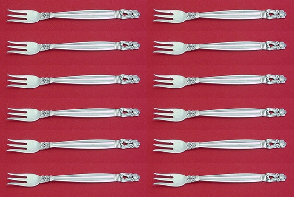 Acorn by Georg Jensen Sterling Silver Cocktail Fork Set 12 pcs 5 3/4"