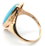 Antique 10k Rose Gold 3.29 Carat Genuine Natural Turquoise Ring Size 7. 5 #J6561