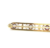 14k Antique Montana Sapphire and Pearl Bar Pin (#J5383)