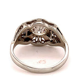 18k White Gold Filigree Art Deco .60ct Genuine Natural Diamond Ring (#J4895)