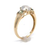 10k Yellow Gold 1.06ct Genuine Natural Moonstone and Green Sapphire Ring #J6462
