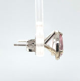 14k White Gold Genuine Natural Morganite and Diamond Halo Stud Earrings (#J6377)