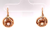 10k Rose Gold Victorian Mother of Pearl Flower Earrings Jewelry (#J4909)