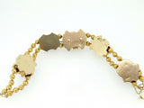 Genuine Natural Stone Cameo Victorian XL Gold Slide Bracelet (#J4362)
