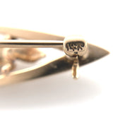 14k Yellow Gold Victorian Seed Pearl Flower Bar Pin with Applied Leaves (#J6738)
