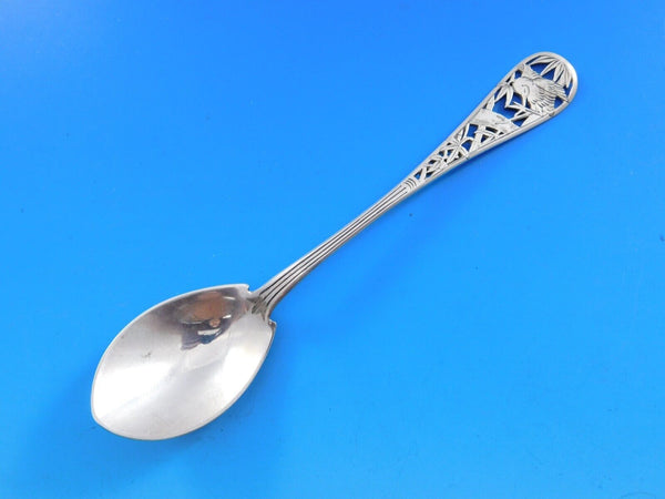 Pierced Handle by Tiffany Sterling Silver Ice Cream Spoon w/ bird bamboo 6"