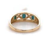 14k Yellow Gold Genuine Natural Turquoise and Diamond Band Ring (#J6396)