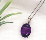 14k White Gold 12.52 Carat Oval Cut Genuine Natural Amethyst Pendant (#J7190)