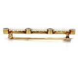 14k Yellow Gold with Platinum Top Montana Sapphire and Pearl Pin (#J6878)